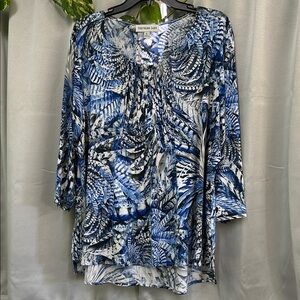 Southern Lady Blue and Black Blouse XL